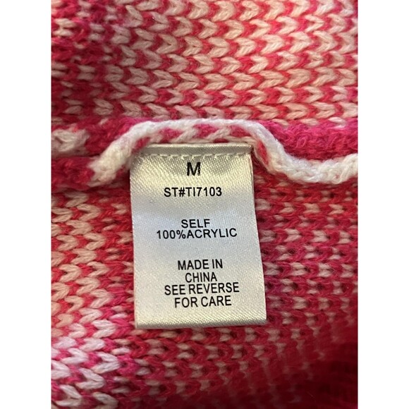 Better Be Sweater Womens Medium Pink White Checkered Cropped Balloon Sleeve - Picture 8 of 9